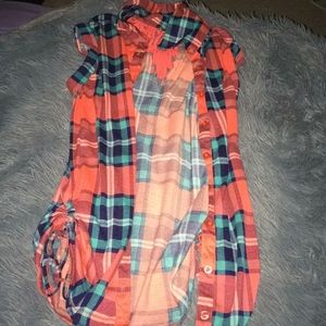 Orange and blue vest with lace back